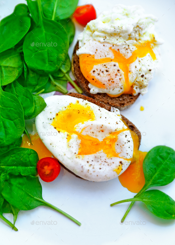 Tasty poached eggs - Stock Photo - Images