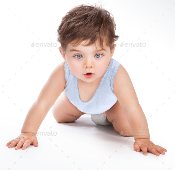Sweet baby crawling - Stock Photo - Images
