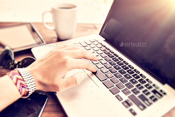 Man working on the laptop - Stock Photo - Images