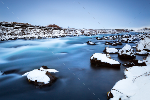 Frozen river landscape - Stock Photo - Images