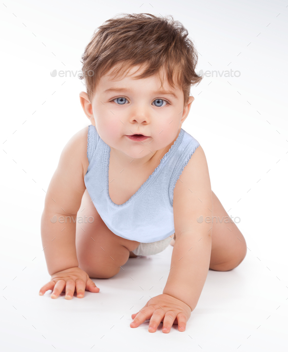 Sweet baby over grey white background - Stock Photo - Images