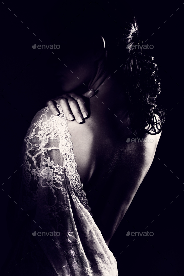 Gentle woman wearing lace dress - Stock Photo - Images
