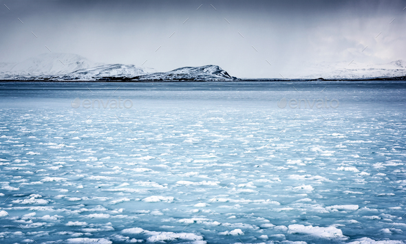 Frozen river landscape - Stock Photo - Images