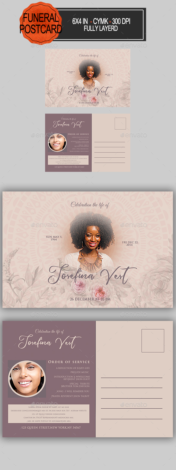 Funeral Program Postcard - Invitations Cards & Invites
