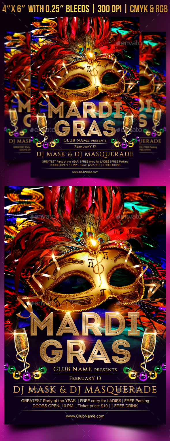 GraphicRiver Mardi Gras Flyer Template 21201486 GraphicRiver Mardi Gras Flyer Template 21201486