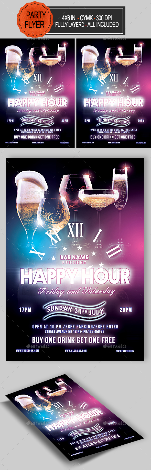 Happy Hour Flyer - Clubs & Parties Events