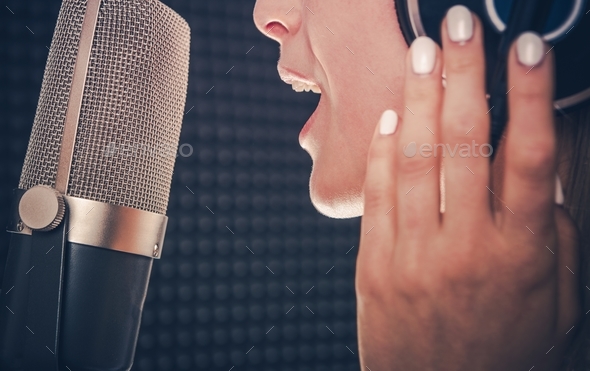 Song Recording by Singer - Stock Photo - Images