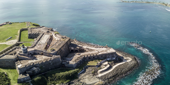 Aerial Panorama Of El Morro Fort And San Juan Puerto Rico Stock Photo By Wollwerth