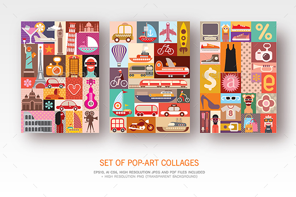 GraphicRiver Set of Pop-Art Collages 21202561 GraphicRiver Set of Pop-Art Collages 21202561