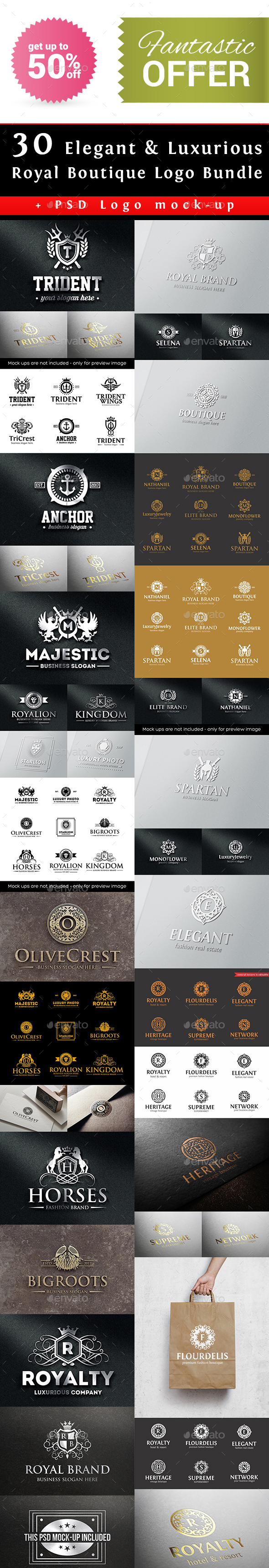 Elegant Luxurious Royal Boutique Logo Bundle - Badges & Stickers Web Elements