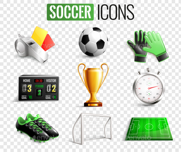 GraphicRiver Soccer Icons Transparent Background Set 21203546