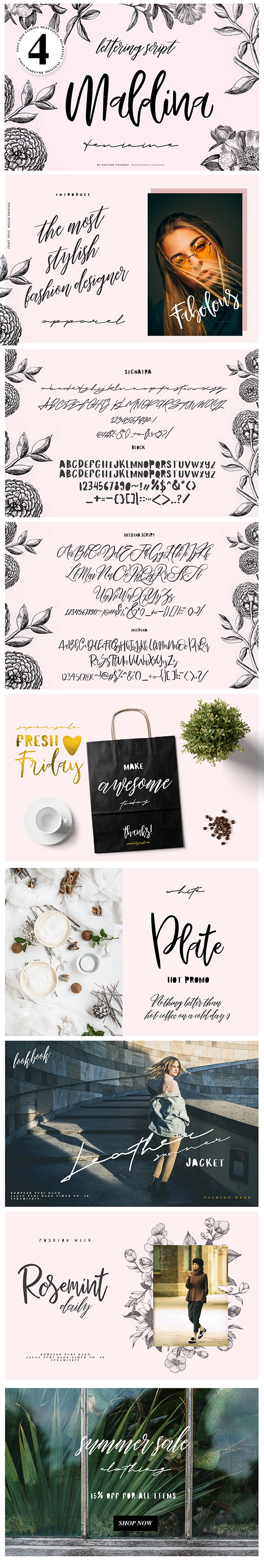 Maldina Feminime (4 fonts) - Script Fonts