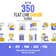 Set of Flat Line Smooth Gradient Colour Icons