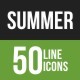 50 Summer Green & Black Line Icons