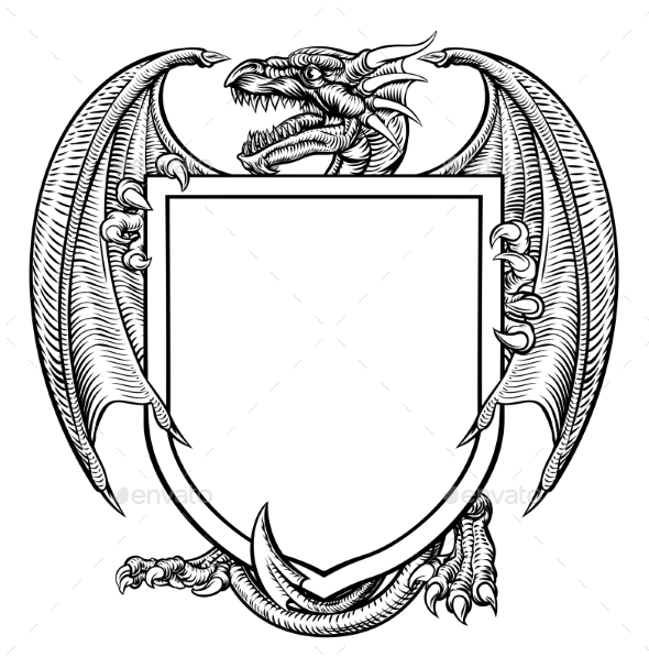 GraphicRiver Dragon Crest Heraldic Coat of Arms Shield Emblem 21204798