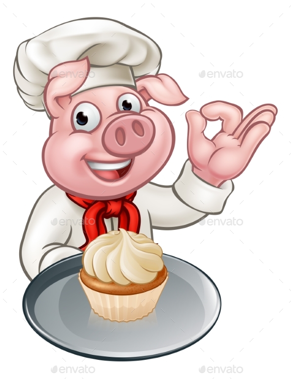 GraphicRiver Pig Chef Baker Cartoon Character 21204804