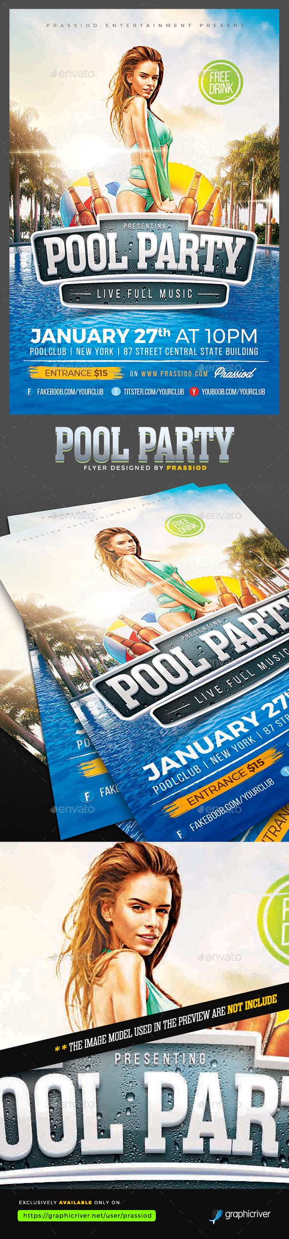 Pool Party Flyer Template - Clubs & Parties Events