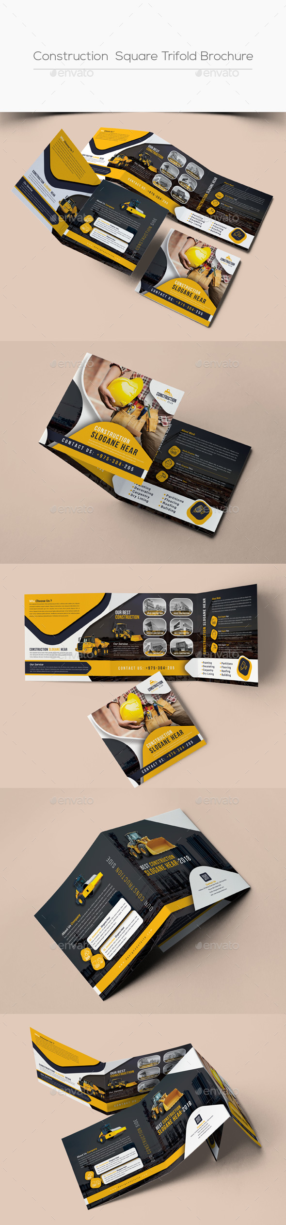 Construction Square Trifold Brochure - Corporate Brochures