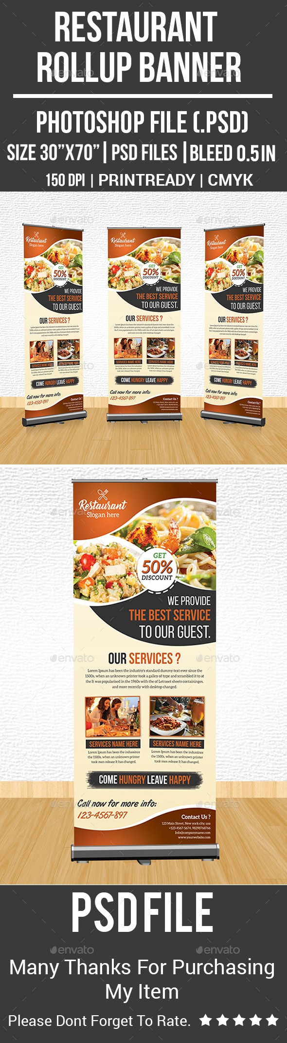 Restaurant Rollup Banner - Signage Print Templates