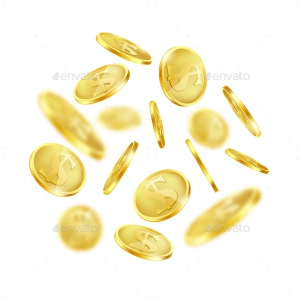 Background with Vector Falling Gold Coins - Concepts Business