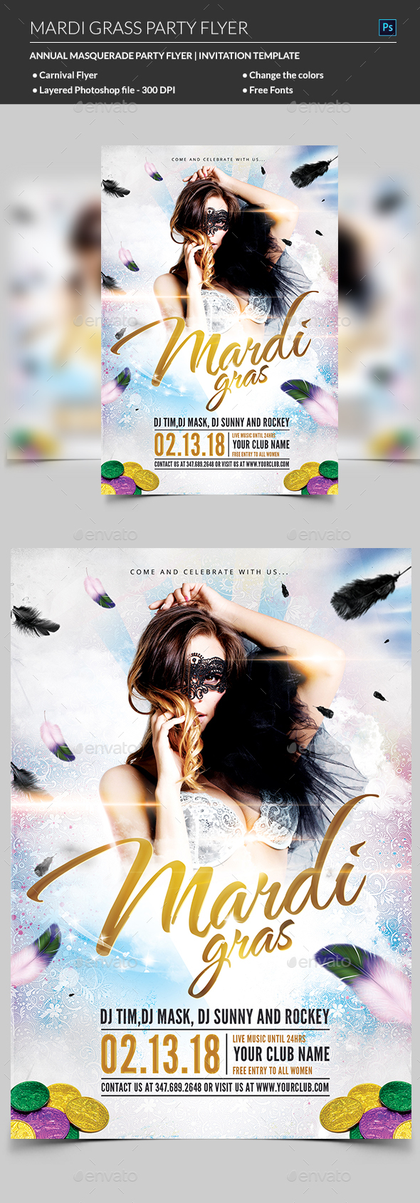 Carnival Mardi Gras flyer - Clubs & Parties Events