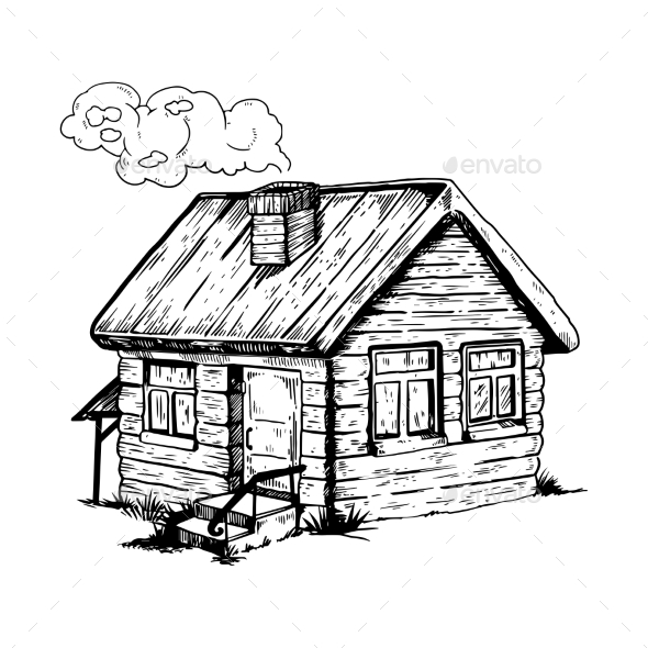 GraphicRiver Village House Engraving Vector Illustration 21207022 GraphicRiver Village House Engraving Vector Illustration 21207022