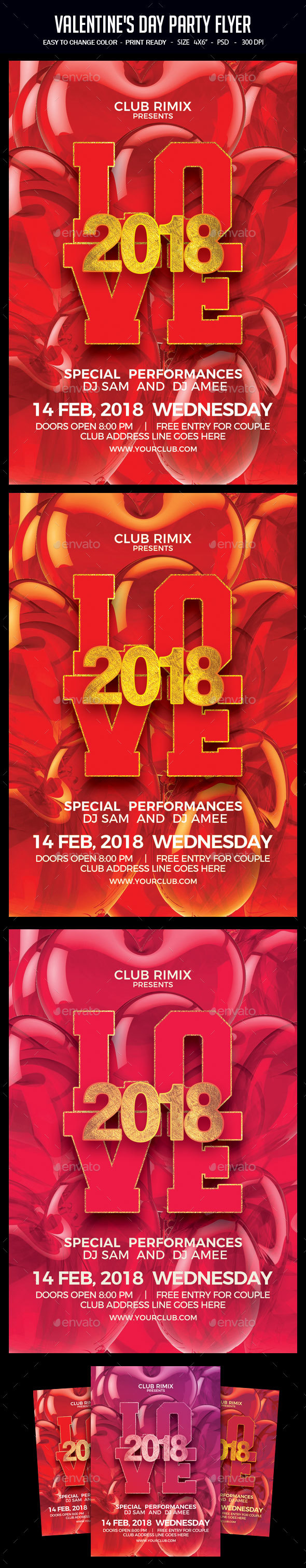Valentine's Day Party Flyer - Clubs & Parties Events