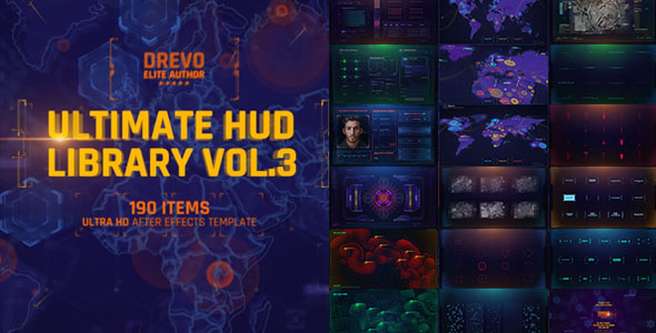 Ultimate HUD Library Vol 3 / Sci-fi Interface / Movie World Map Holographics UI / Grid And Markers