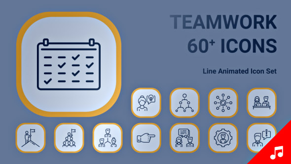 Teamwork Business Leader Icon Set - Line Animated Icons