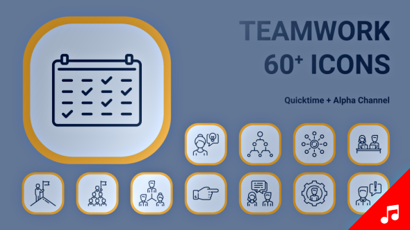 Teamwork Business Leader Icon Set - Line Motion Graphics Icons