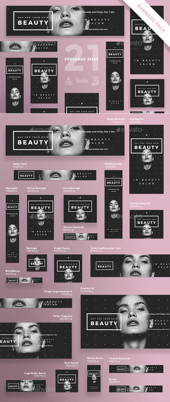 Skin Beauty Banner Pack - Banners & Ads Web Elements