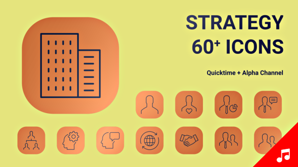 SEO Business Strategy Icon Set - line Motion Graphics Icons