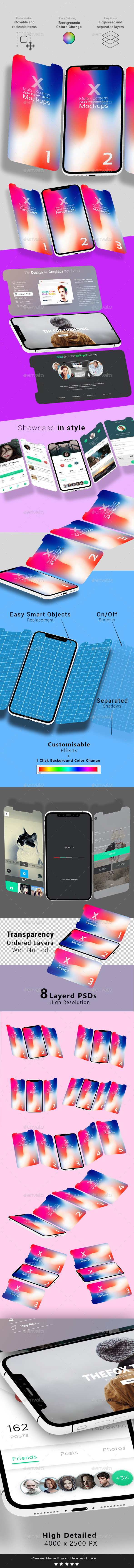 X Multi-Screens Apps Presentations Mock-ups - Mobile Displays