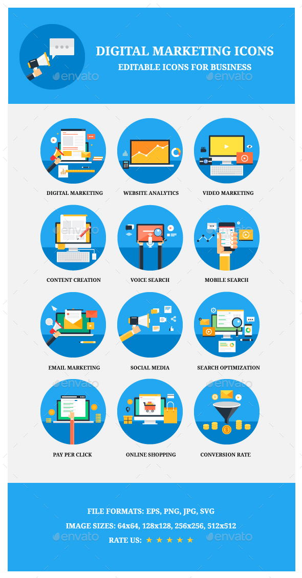 12 Flat Marketing for Web - Web Icons