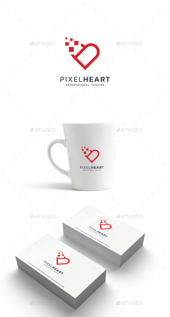 Pixel Heart Logo - Symbols Logo Templates