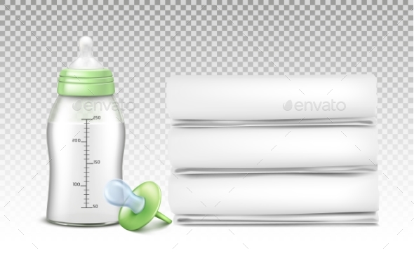 Vector Set of Baby Care Accessories - Health/Medicine Conceptual