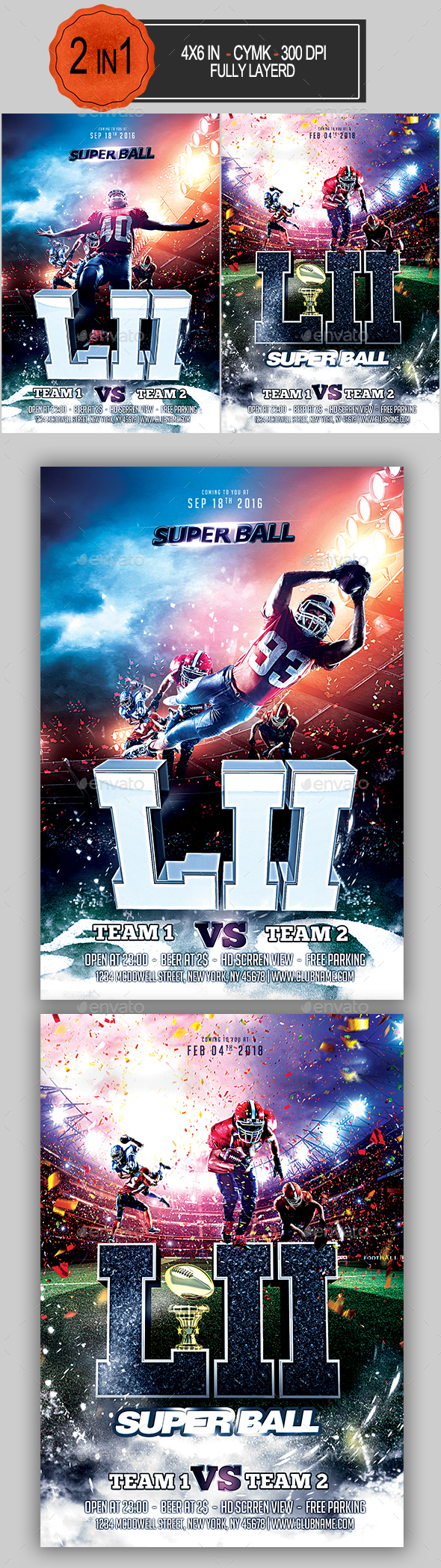 Football Super Ball Flyer Bundle - Sports Events