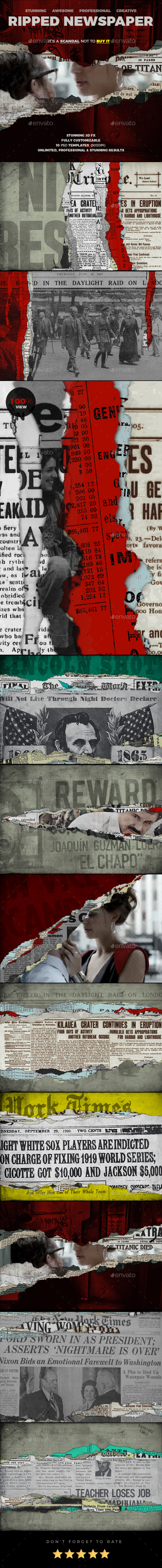 Ripped Newspapers - 10 Templates - Unlimited Results - Photo Templates Graphics