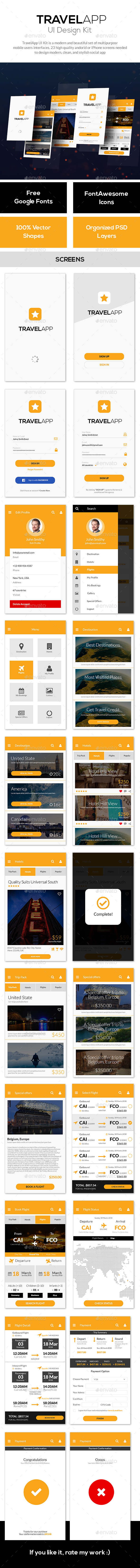 Travel, Tour, Hotel Booking Mobile App Mobile UI - Star Travel - User Interfaces Web Elements