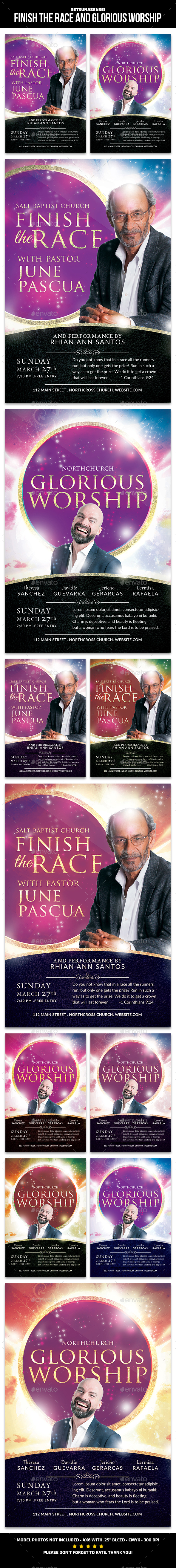 Finish the Race and Glorious Worship Church Flyer - Church Flyers