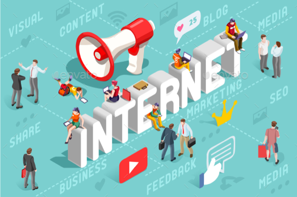 Internet Content Marketing Banner Vector - Vectors