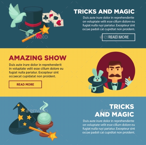Amazing Show with Tricks and Magic Internet - Objects Vectors