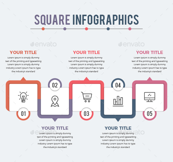 Square Infographics (5 Steps) - Infographics