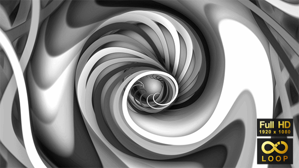 3D Layers Abstract Spiral Black & White