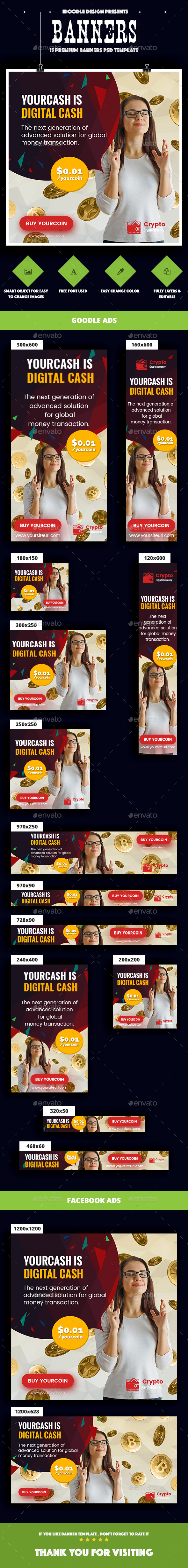 Cryptocurrency Banners Ads - Banners & Ads Web Elements