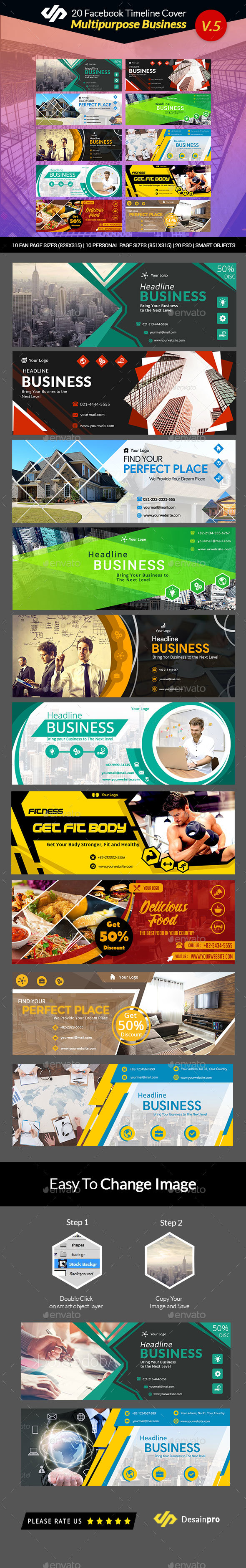 20 Multipurpose Facebook Timeline Covers V5 - AR - Facebook Timeline Covers Social Media