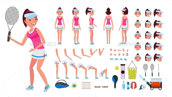 Tennis Player Female Vector - People Characters