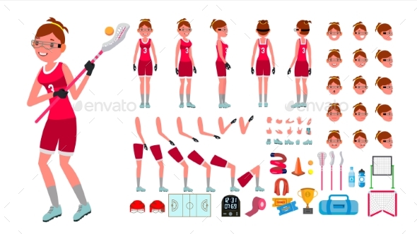 Lacrosse Player Female Vector - People Characters