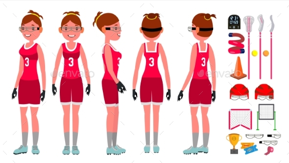 Women s Lacrosse Vector. Lacrosse Practice - People Characters