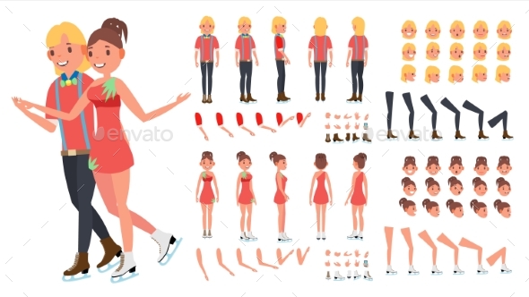 Figure Skating Couple Vector - People Characters